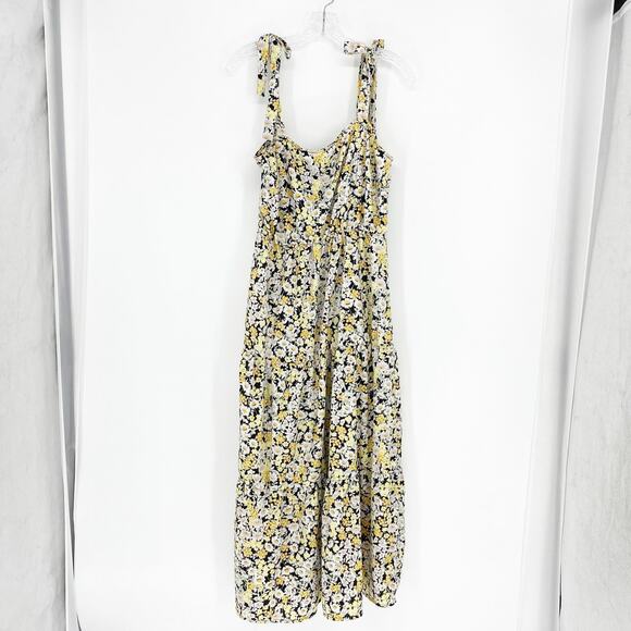 Social Standard By Sanctuary Tie Shoulder Floral Midi Dress Size Large - Picture 1 of 8